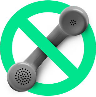 Um telefone cinza escuro e sobreposto por um grande símbolo de proibição circular e diagonal.